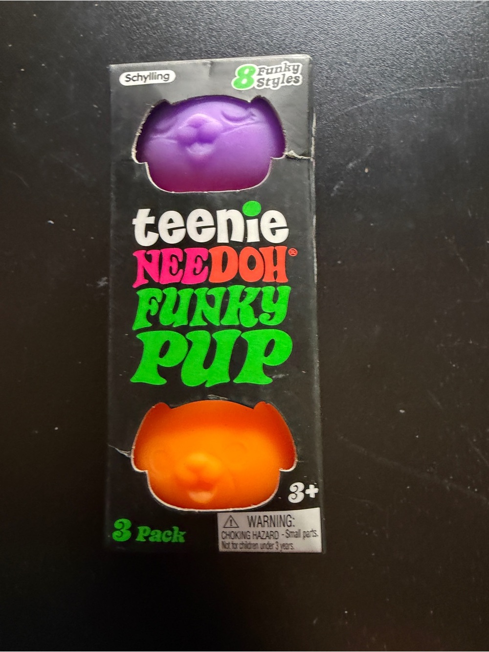Nee Doh Schylling Teenie Funky Pup 3-pack Pink Orange Purple Squishy Sensory Toy